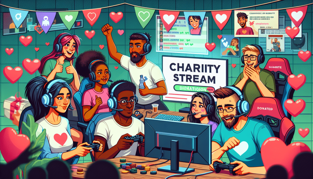 Gamers participating in a charity stream for a good cause.