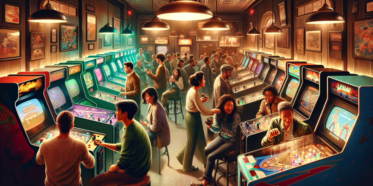People enjoying arcade games.