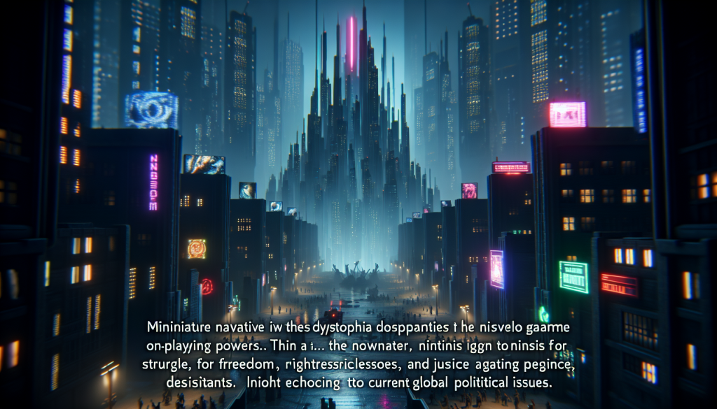 Political themes explored within the narrative of a dystopian video game.