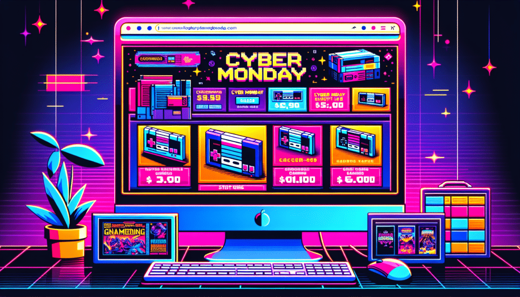 Computer screen showing Cyber Monday deals.