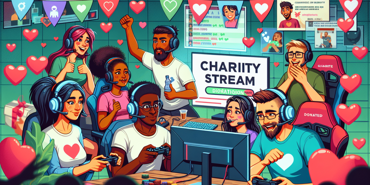 Gamers participating in a charity stream for a good cause.
