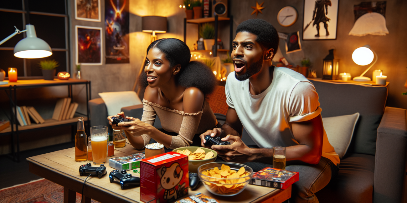 Couple enjoying a game night, showcasing gaming's impact on relationships.