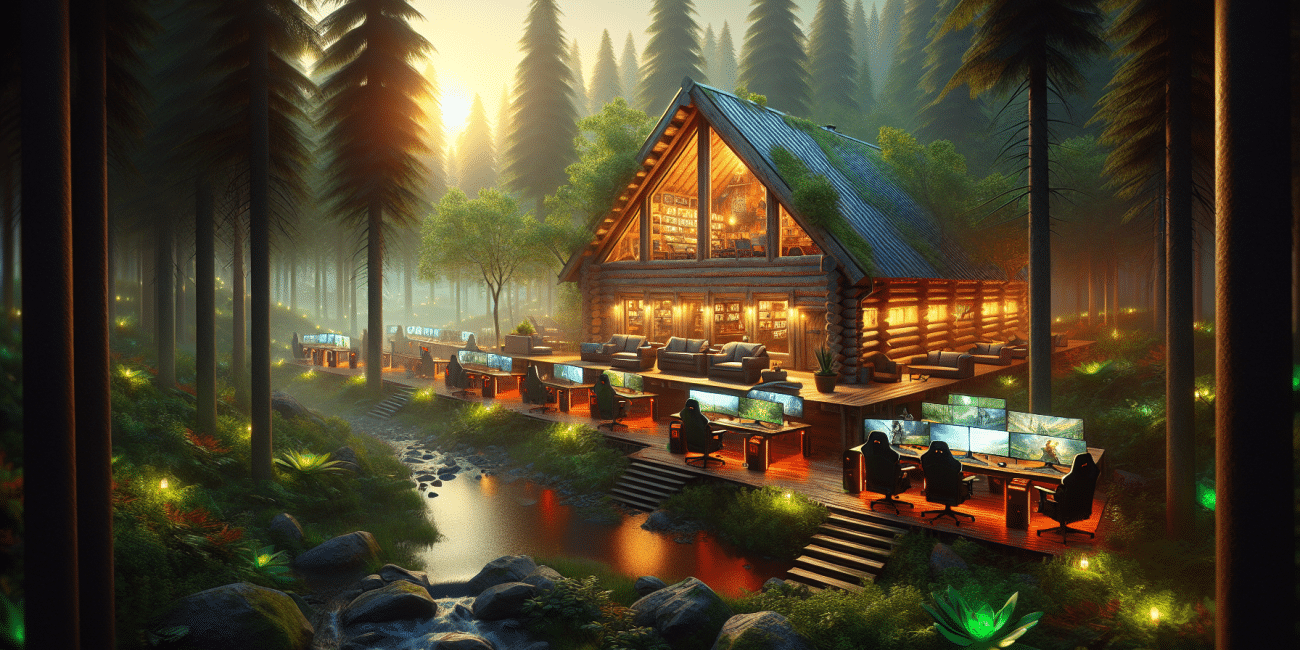 Picturesque gaming retreat location inviting gamers for relaxation and play.