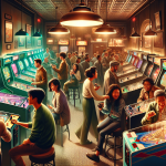 People enjoying arcade games.