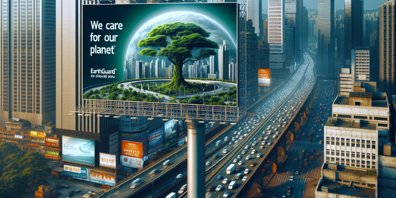 Brand message focusing on sustainability within an advertisement.