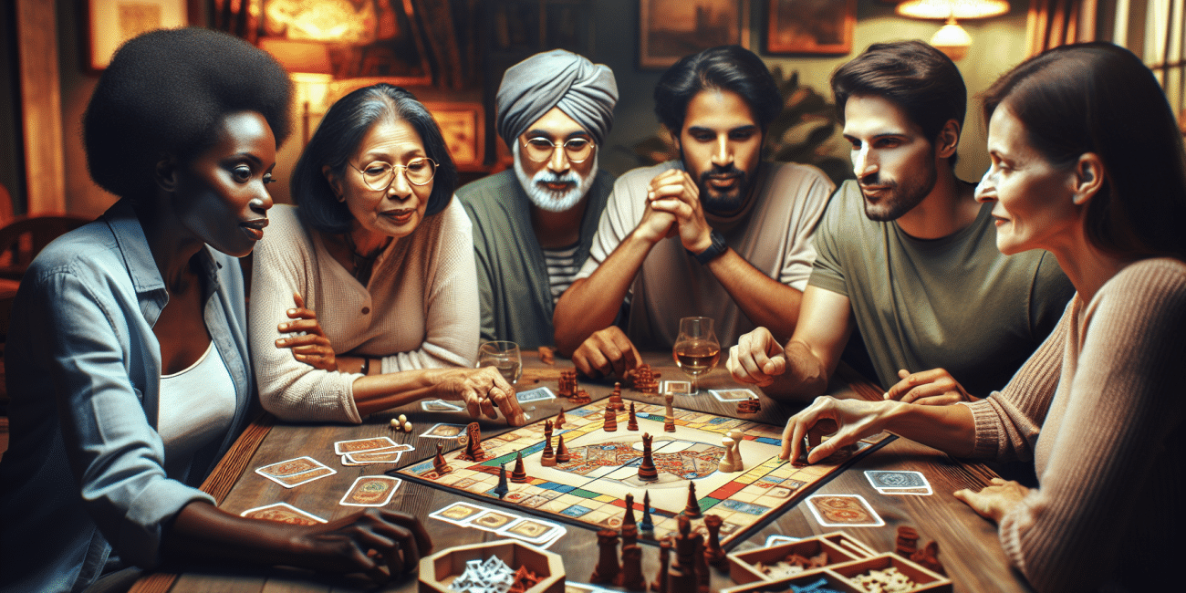Group engaging in a tabletop game, reviving classic gaming culture.