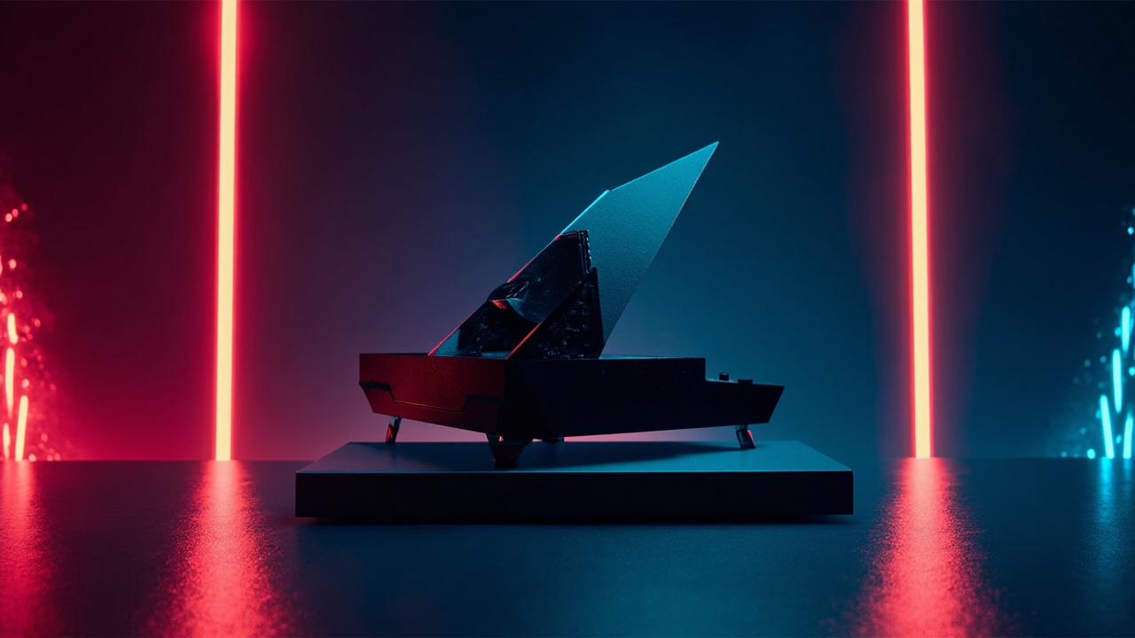 Illustration of retro gaming hardware in synthwave style