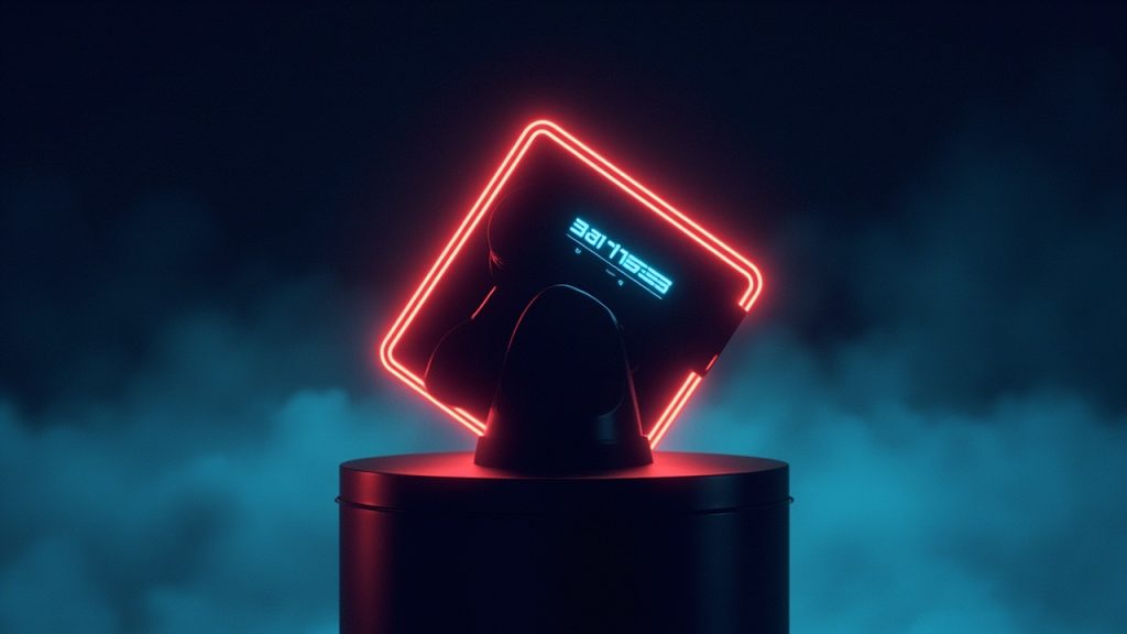 Illustration of retro gaming hardware in synthwave style