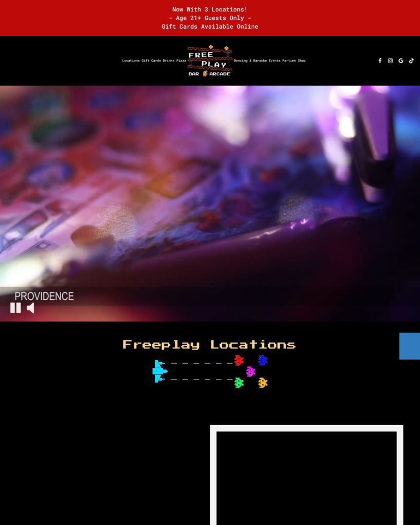 Free Play Bar Arcade website (Providence, RI)