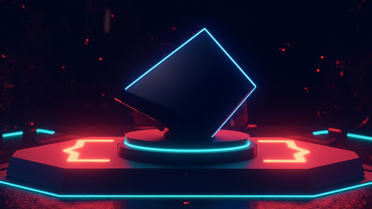 Illustration of retro gaming hardware in synthwave style