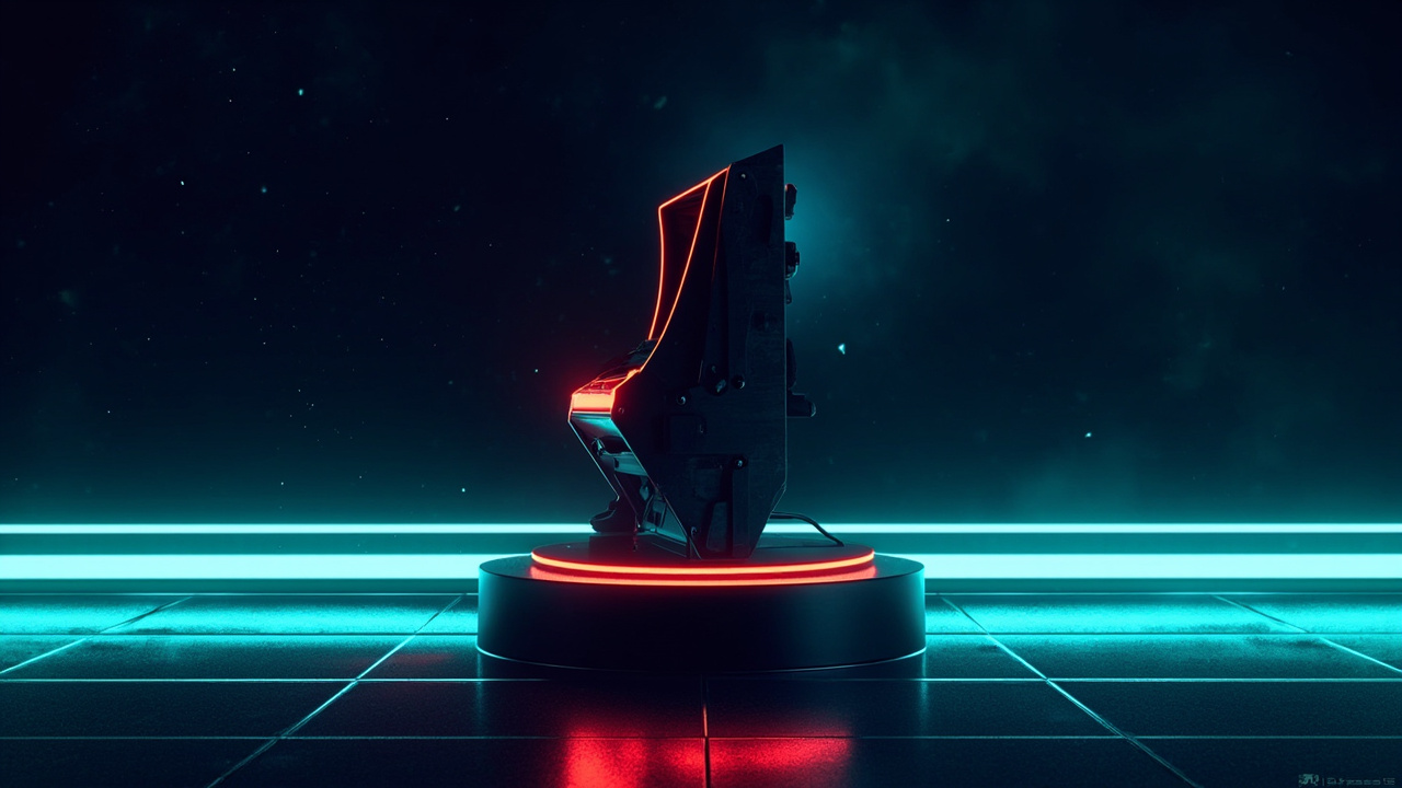 Illustration of retro gaming hardware in synthwave style