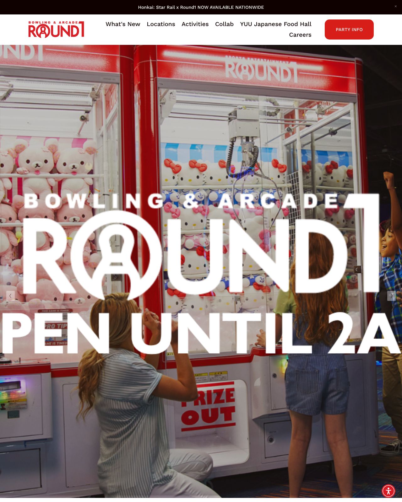 Round1 Bowling & Arcade website (Lakewood, CA)