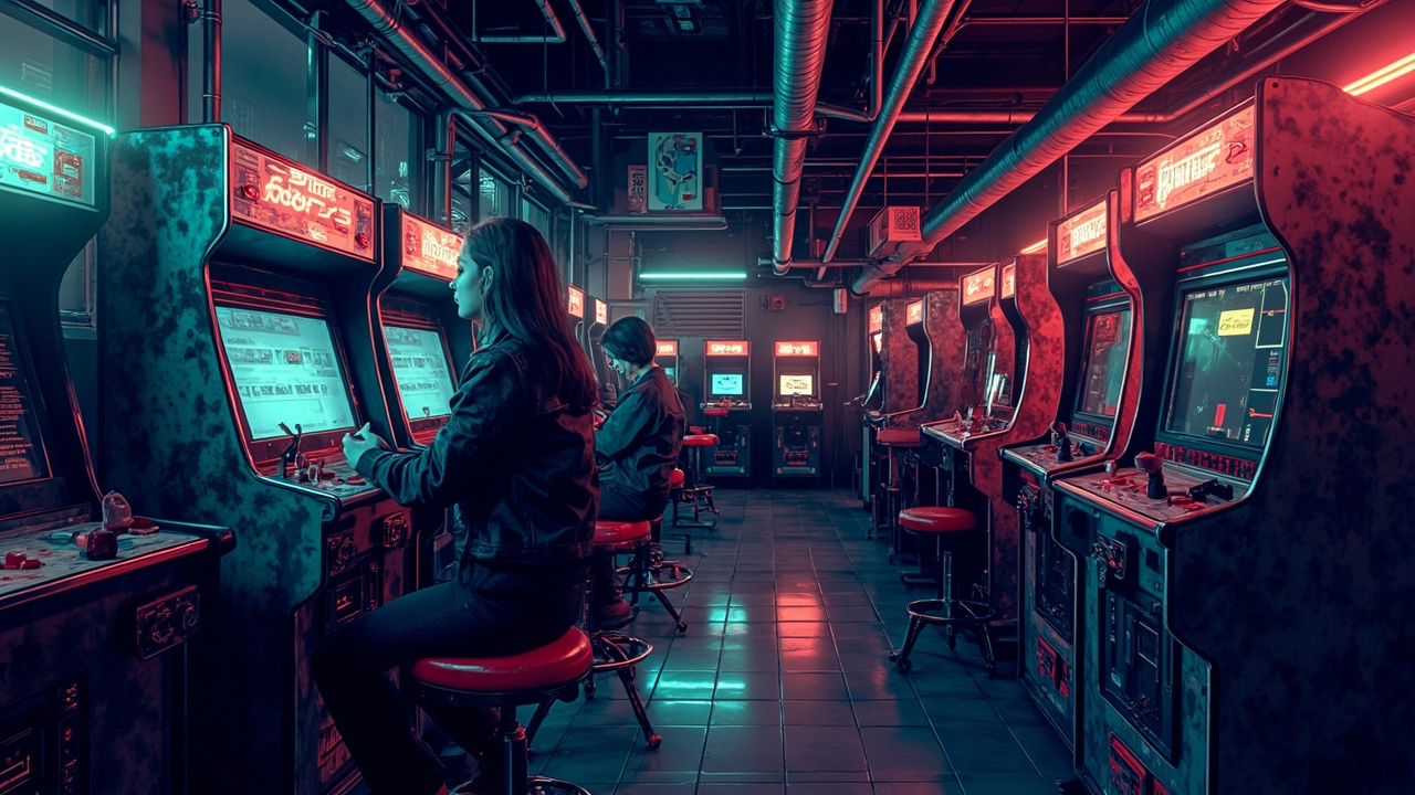 Illustration: an editorial scene of retro arcade or gaming hardware evoking this news headline (machines and hardware only, no people, no readable text): "This Week's Arcade Archives Release Is An Overlooked Piece Of Racing Game History".