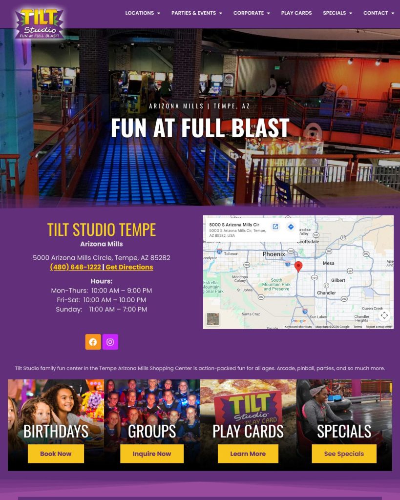 Tilt Studio website (Tempe, AZ)
